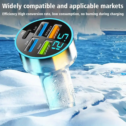 5 USB Port Super Fast Car Charger Adapter For iPhone Samsung Android Cell Phone